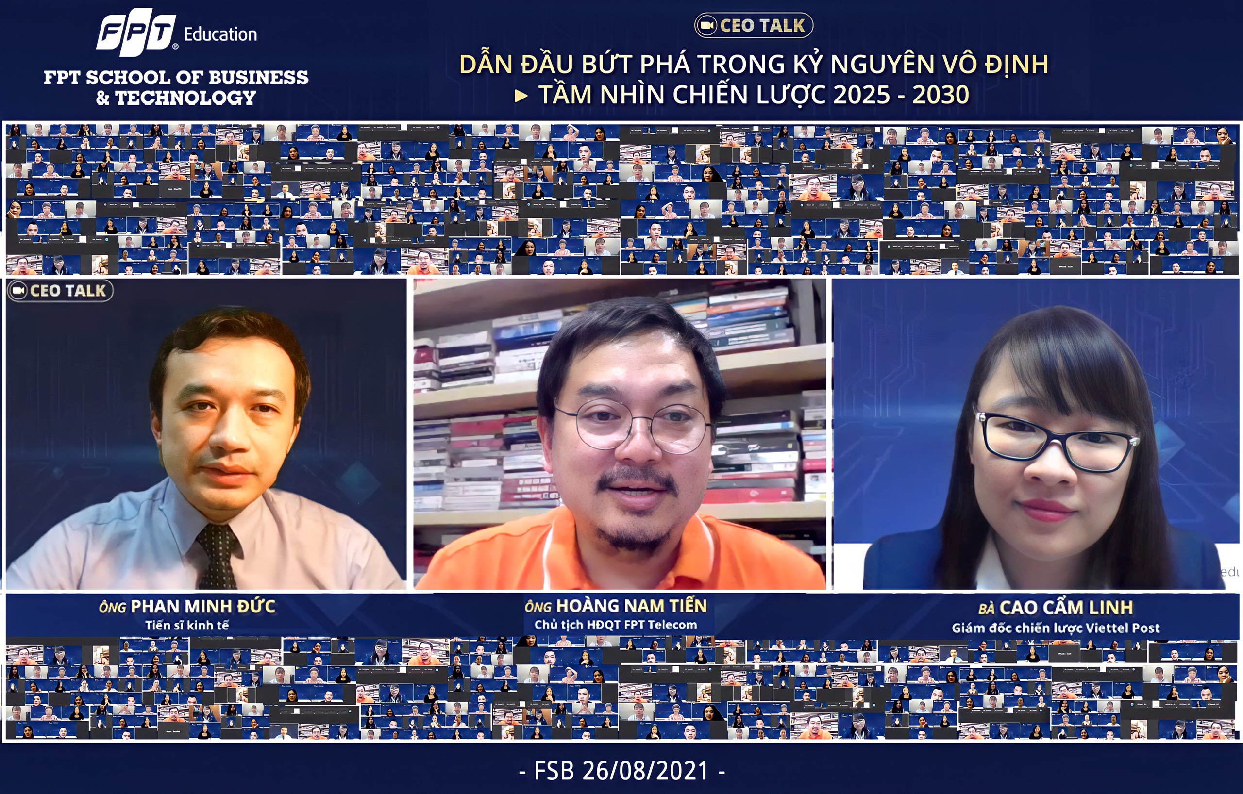 Phần chia sẻ của anh Hoàng Nam Tiến ghi nhận số người tham dự sự kiện đạt tỉ lệ online cao nhất trong toàn bộ chương trình. Chiến lược tầm nhìn 2025-2030 CEO Talk FSB