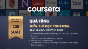 Tặng 200 tài khoản Coursera học viên GMM