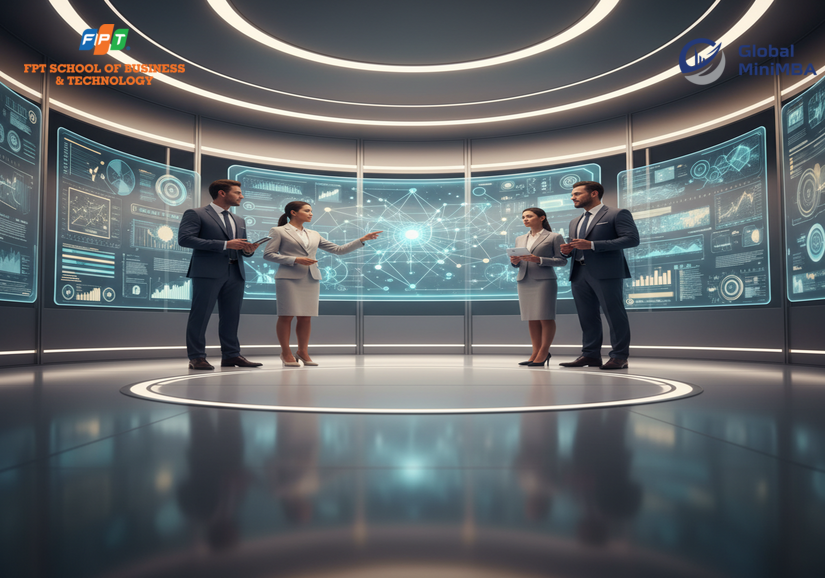 Nhà quản lý cấp trung họp với nhân viên